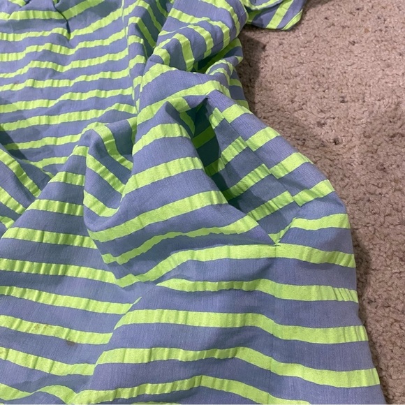 Corey Lynn Calter Anthropologie Bayside Off Shoulder Dress Green Striped Size L - Picture 8 of 11